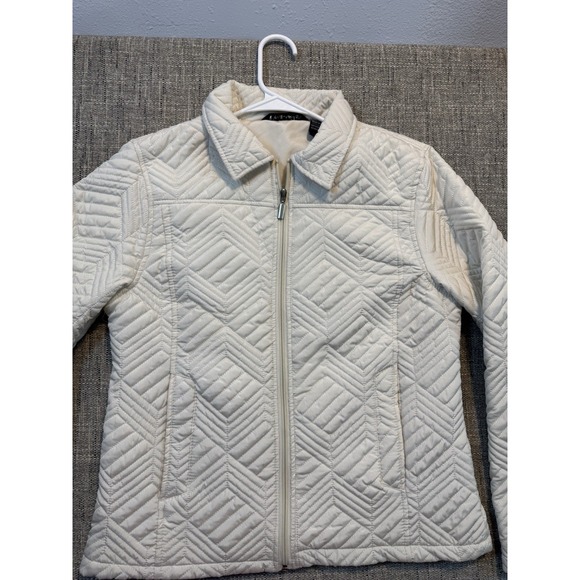 Jane Ashley White Quilt Pattern Jacket Casual Lifestyle Women's Lite Coat Small - Picture 1 of 13